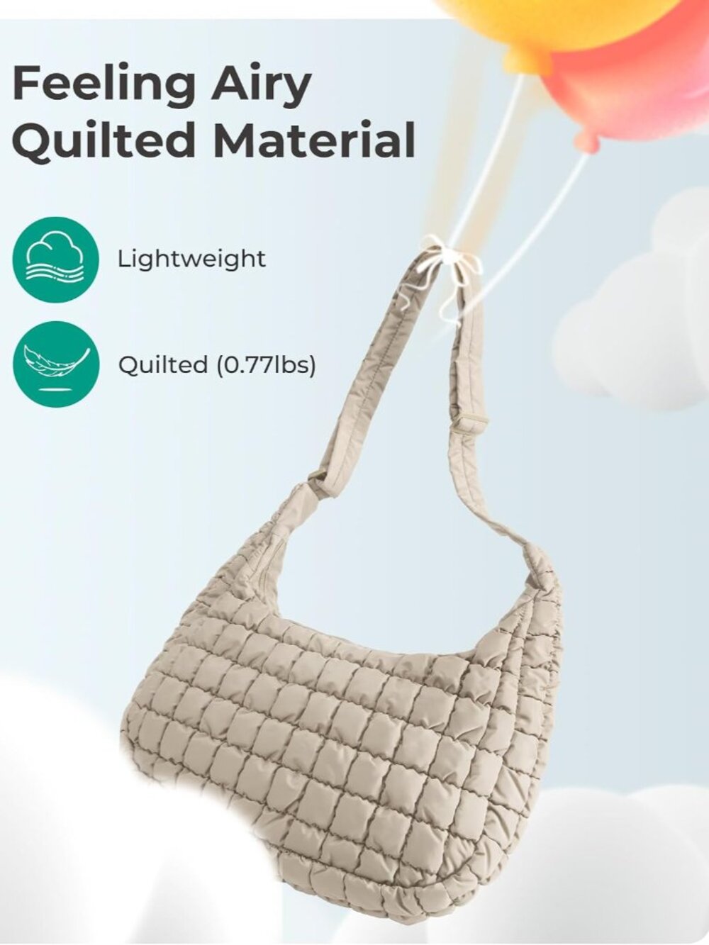 Quilted Crossbody Bags for Women, Travel Purses Hobo Shoulder Bag | Fits 12.9" i - Picture 7 of 9
